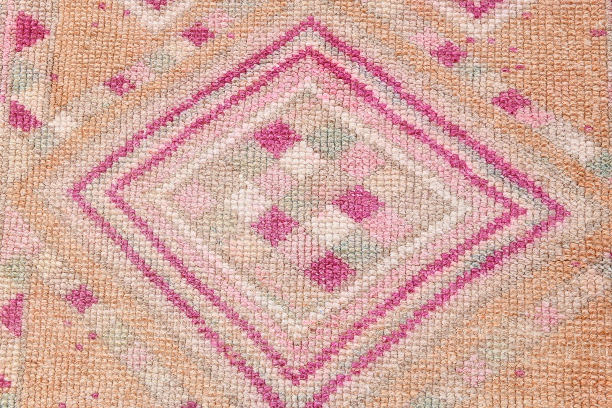 3x11 Soft Pink Turkish Runner Rug, 83x340 Cm