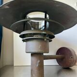 Pair large classic danish mcm outdoor wall lamps in  copper