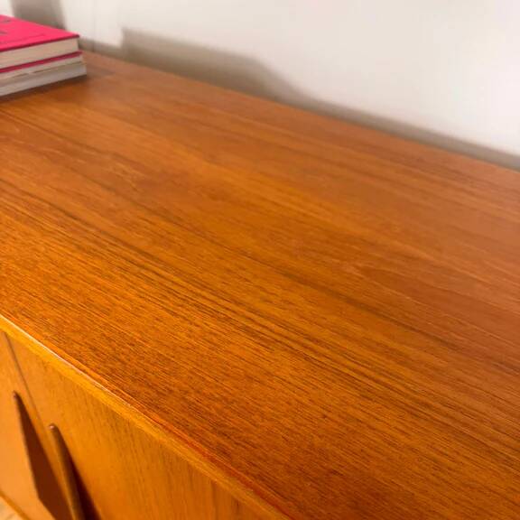 Teak sideboard with sliding doors, 1960s