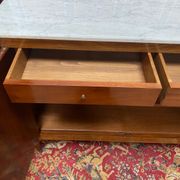 Solid wood buffet Louis XVI style with veined white marble