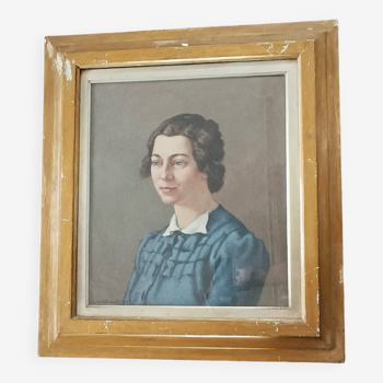 Tableau portrait féminin - Huile sur panneau - Umberto Benedetti (Florence 1895-1951)