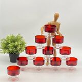 Set of glasses / champagne glasses, Luminarc, ruby / vintage red