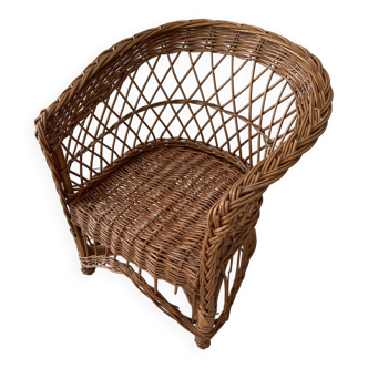 Vintage rattan children's armchair