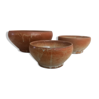 Set 3 salad bowls in artisanal stoneware 60s