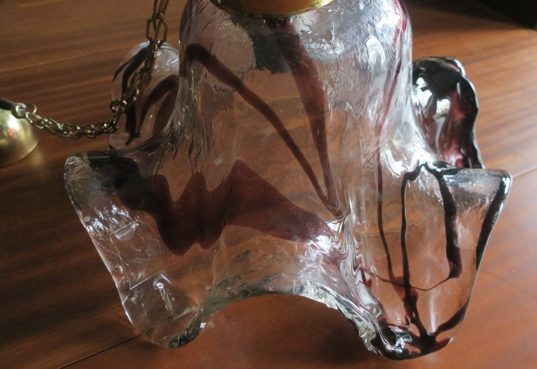 Large art glass pendant light, Pertti Santalahti for Humppila, Norway 1960s