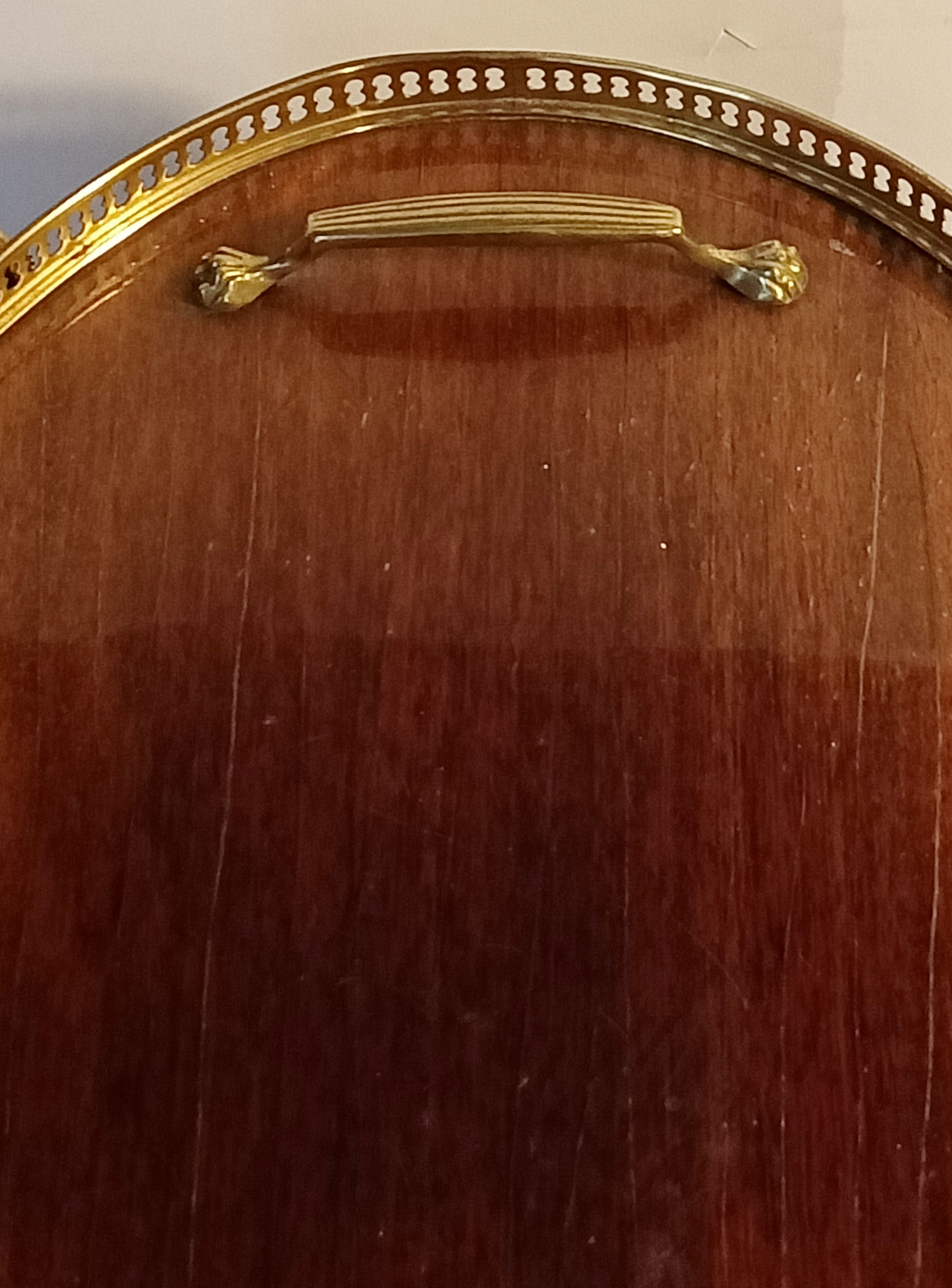 Rolling table dessert in golden brass and solid mahogany 1950/60