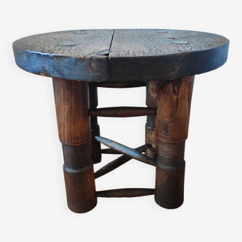 Brutalist pedestal coffee table attributed to Charles Dudouyt