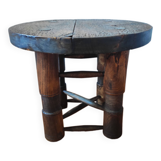 Brutalist pedestal coffee table attributed to Charles Dudouyt