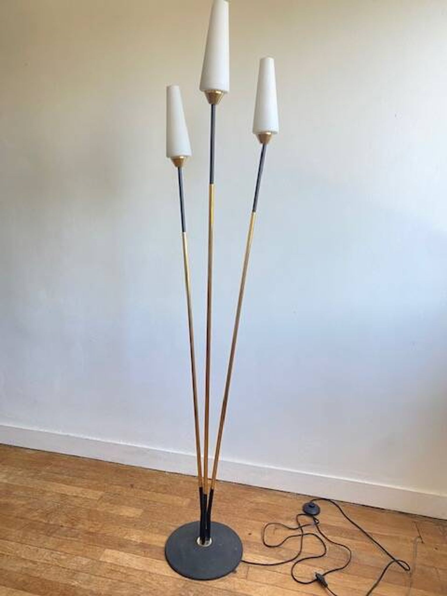 Vintage opaline tripod floor lamp