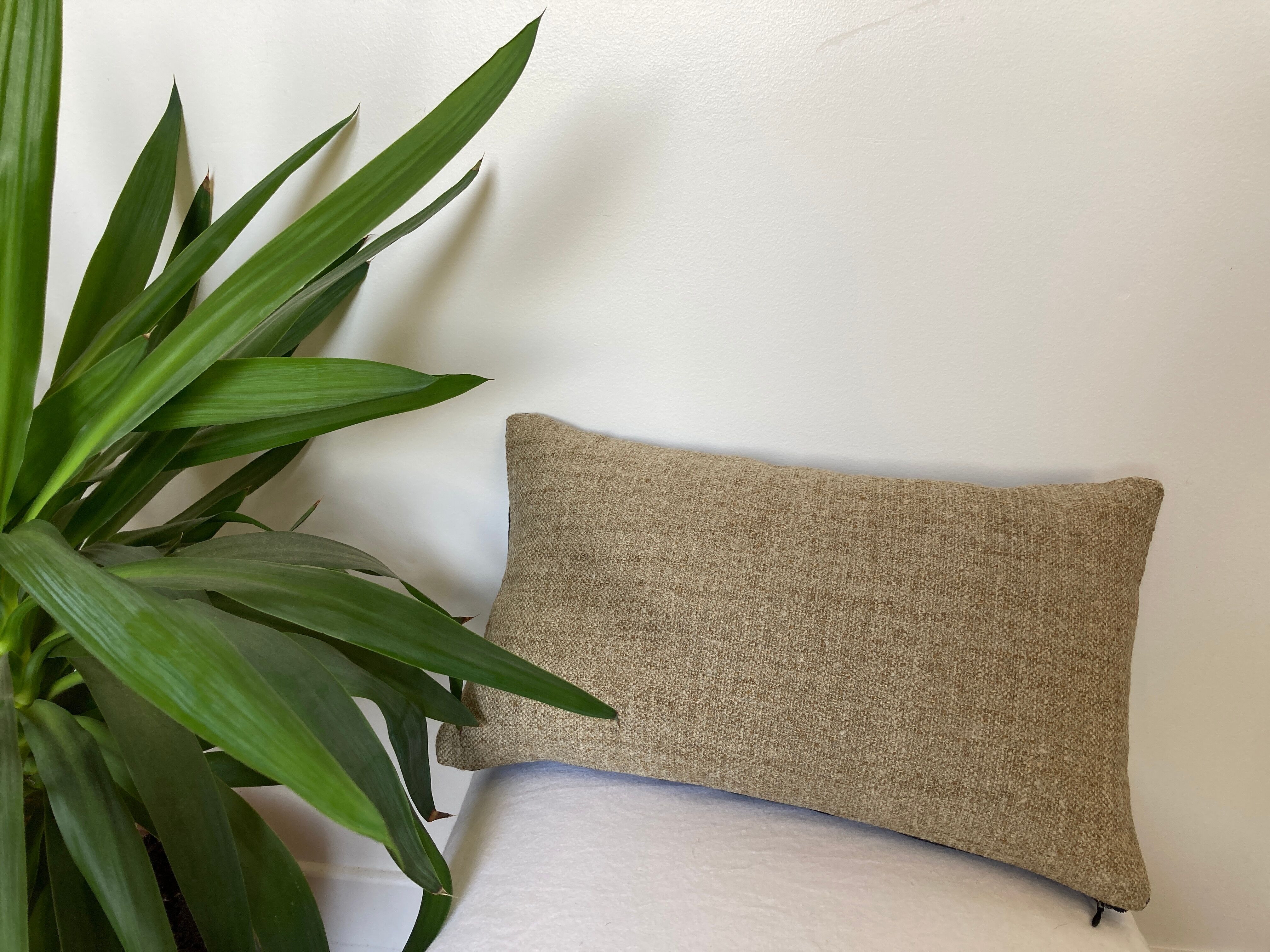 Double-sided beige navy blue cushion