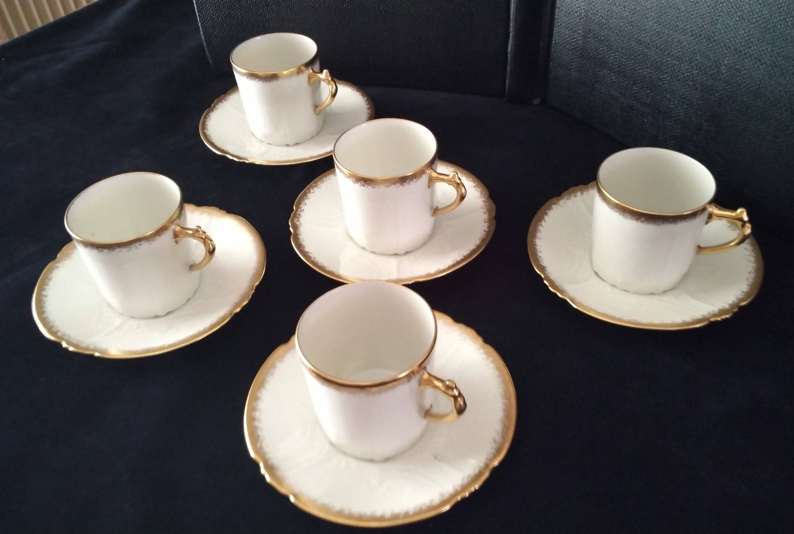 5 Limoges porcelain coffee cups