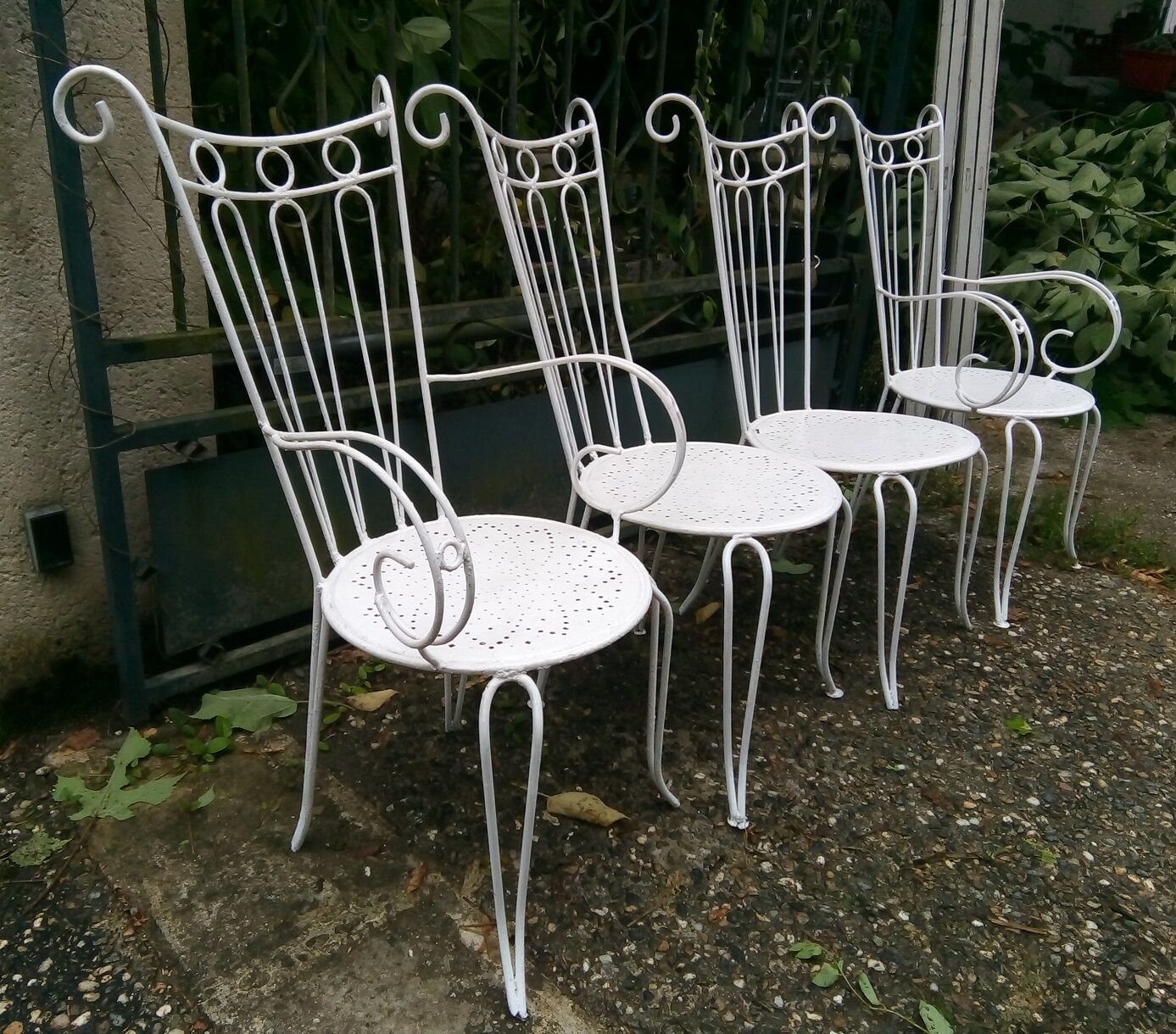 Set of 4 armchairs of garden furniture large files 40s