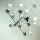 1970s kaiser 8-light PENDANT LIGHT chandelier chrom and clear glass