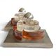 Pair of sculptural wall lights in moulded glass and metal