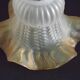Vintage French Opaque White Glass Replacement Shade with Frilled Amber Edge