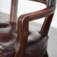 Set of two dark brown cowhide leather Chesterfield dining/side chairs