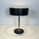 Black Quilted Leather Table Lamp and Golden Brass. French Craftsmanship.