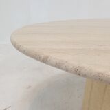 Italian travertine and glass coffee table, 1980's