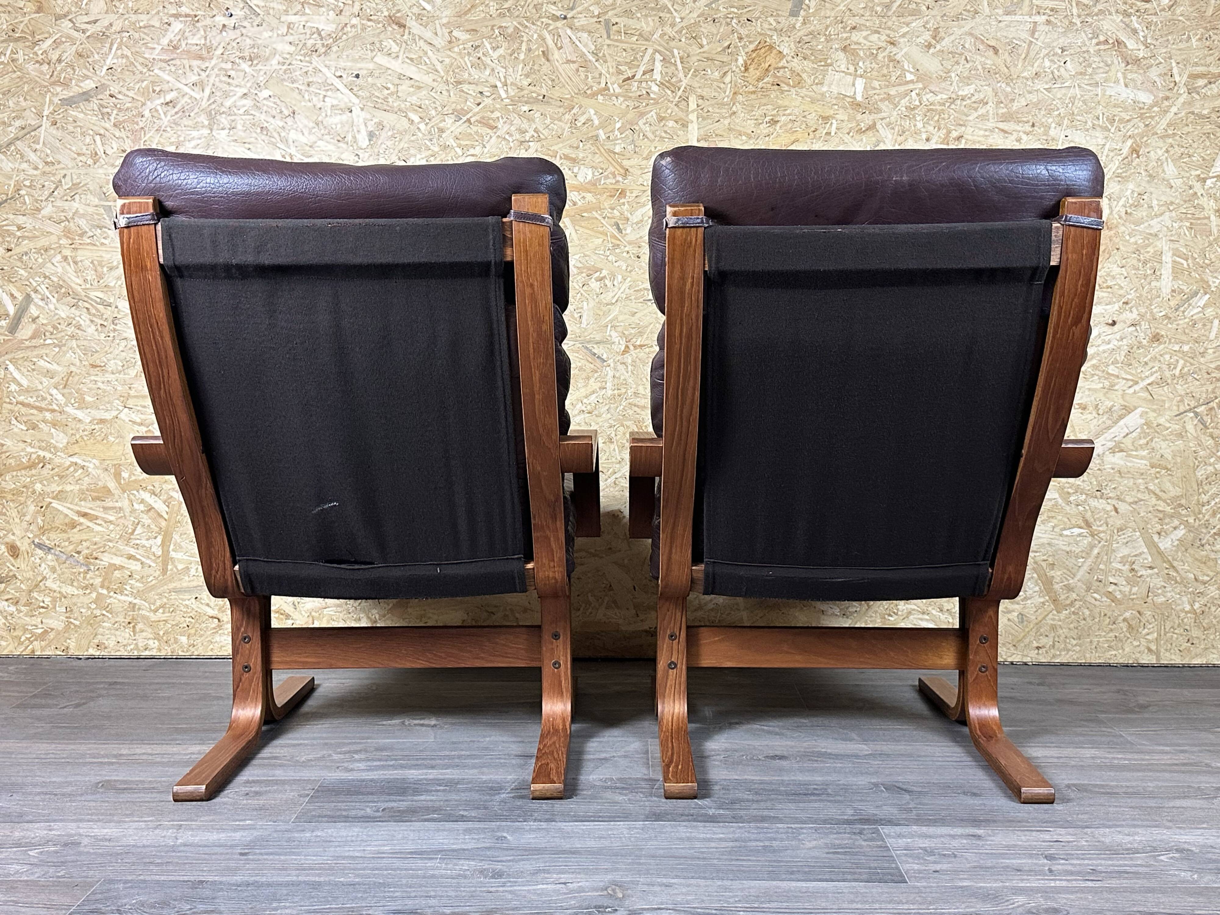 2x 60s 70s Easy Chair Leather Armchairs Westnofa Norway Mid Century