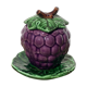 Sweet in Grape Slip or vintage jam maker, green and purple earthenware ceramics