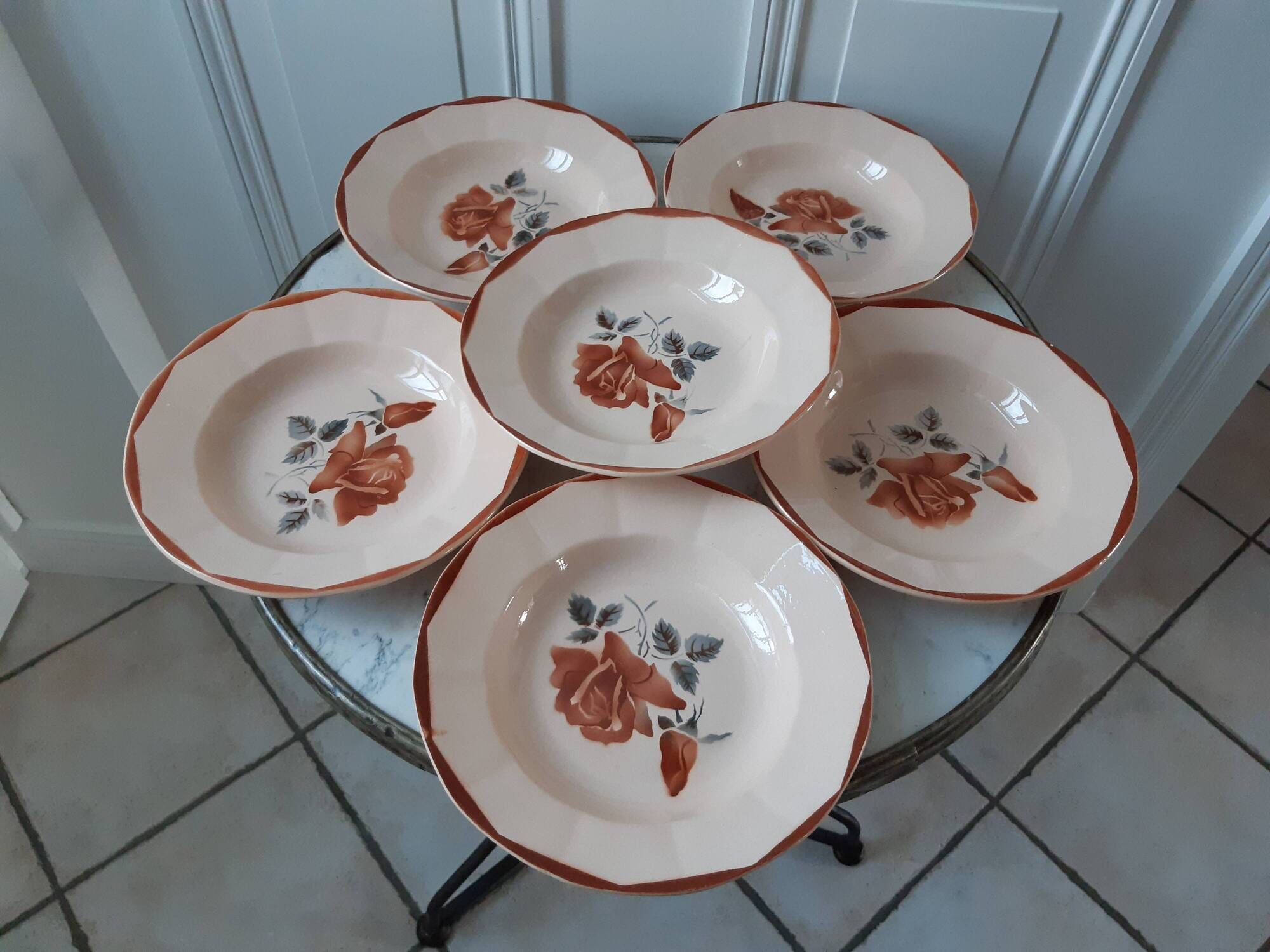 Set of 6 hollow plates Digoin Sarreguemines 30s
