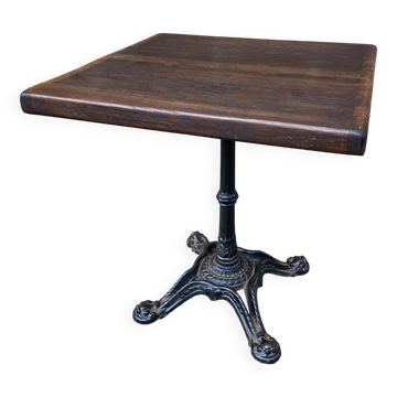 Cast iron & oak terrace pedestal table garden bistro art deco paris