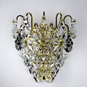 Kinkeldey XL 5-tier cut crystal wall sconce, gilt brass, Germany, 1970s