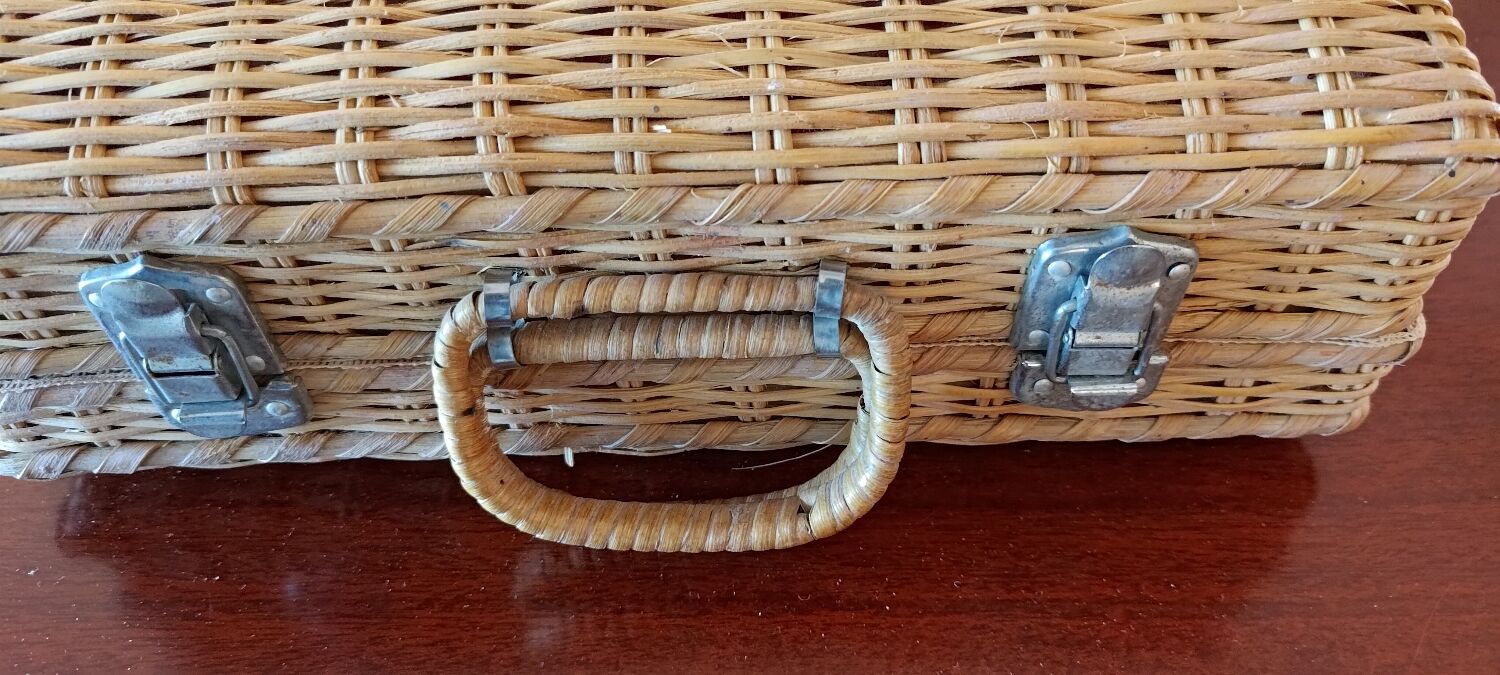 Vintage wicker suitcase