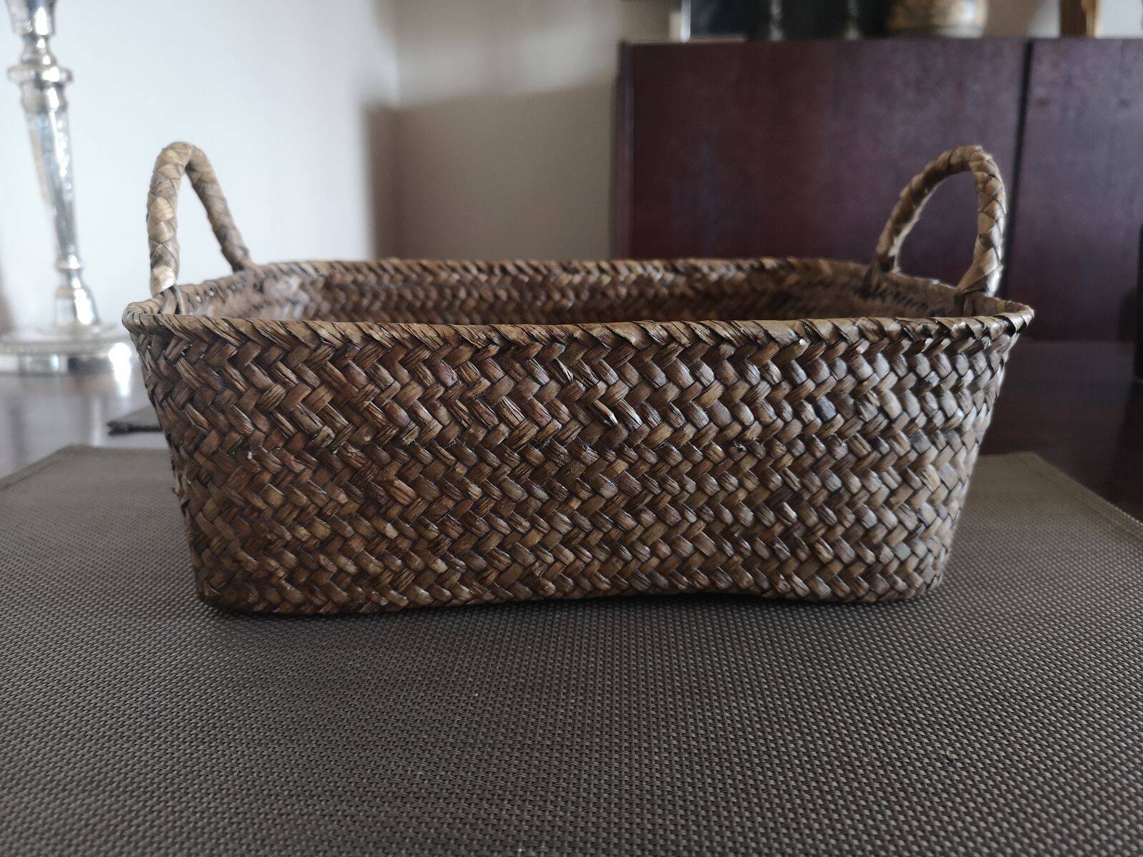Basket / storage basket in woven rattan - Mid 20th century