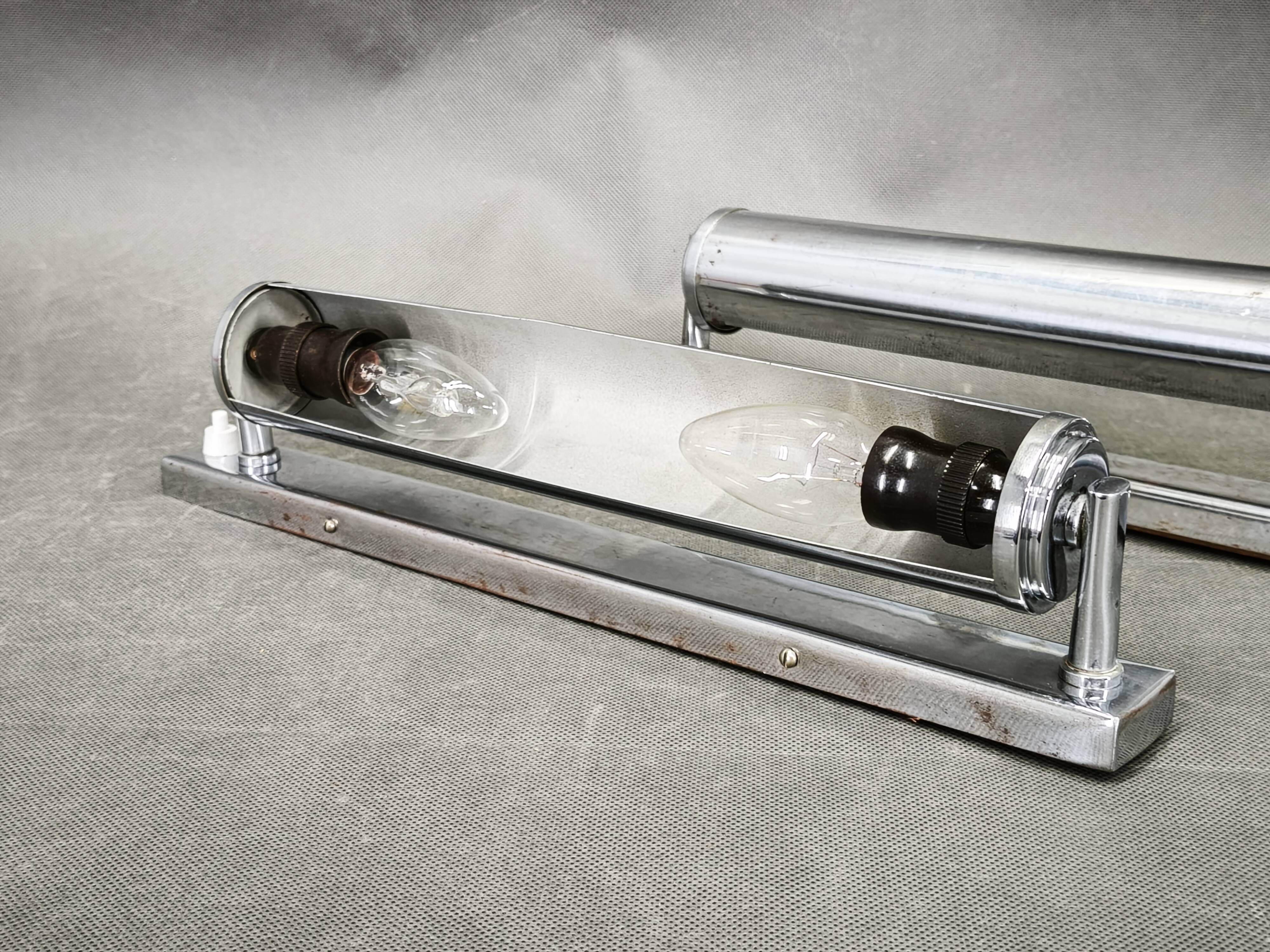 Pair of Bauhaus Chrome Wall Lights by Napako, Czechoslovakia, 1940s