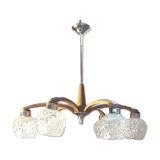 Scandinavian teak chandelier and chrome 1960