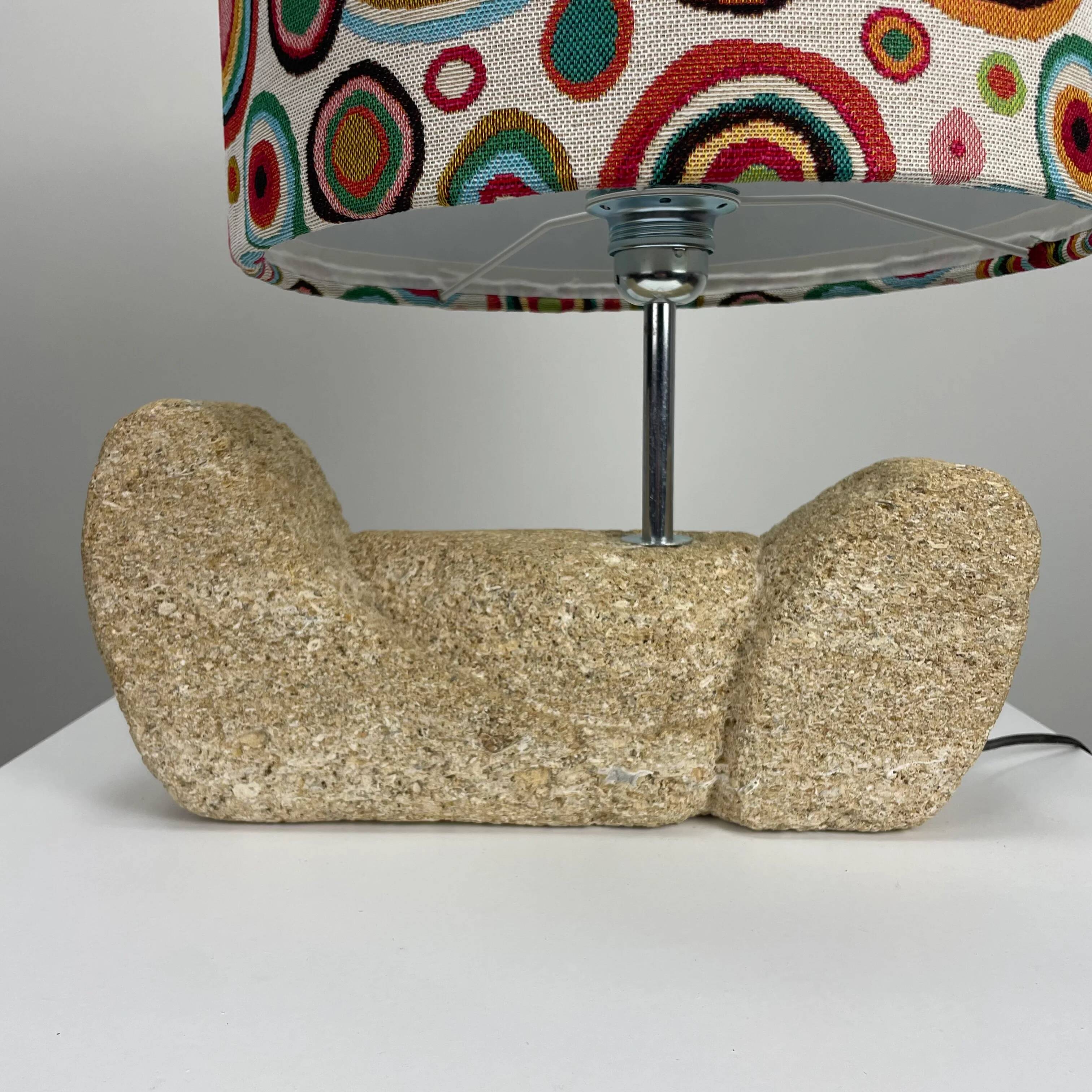 1960s organic French stone table lamp