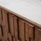 Italian Oak Wood Sideboard with Travertine Marble Top and Hand Carved Patte