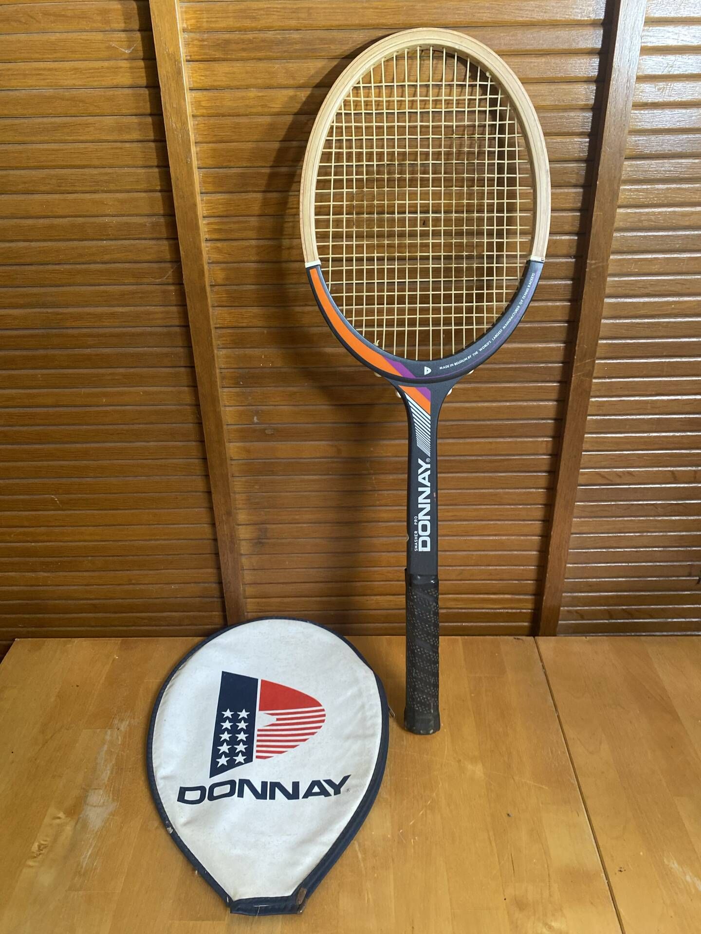Vintage donnay smasher pro wooden tennis racket + donnay vintage cover