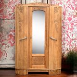 Parisian art deco wardrobe solid raw oak 1930