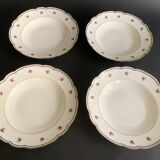 4 soup plates in Paris porcelain, "A la Reine" model, 1890, Damo