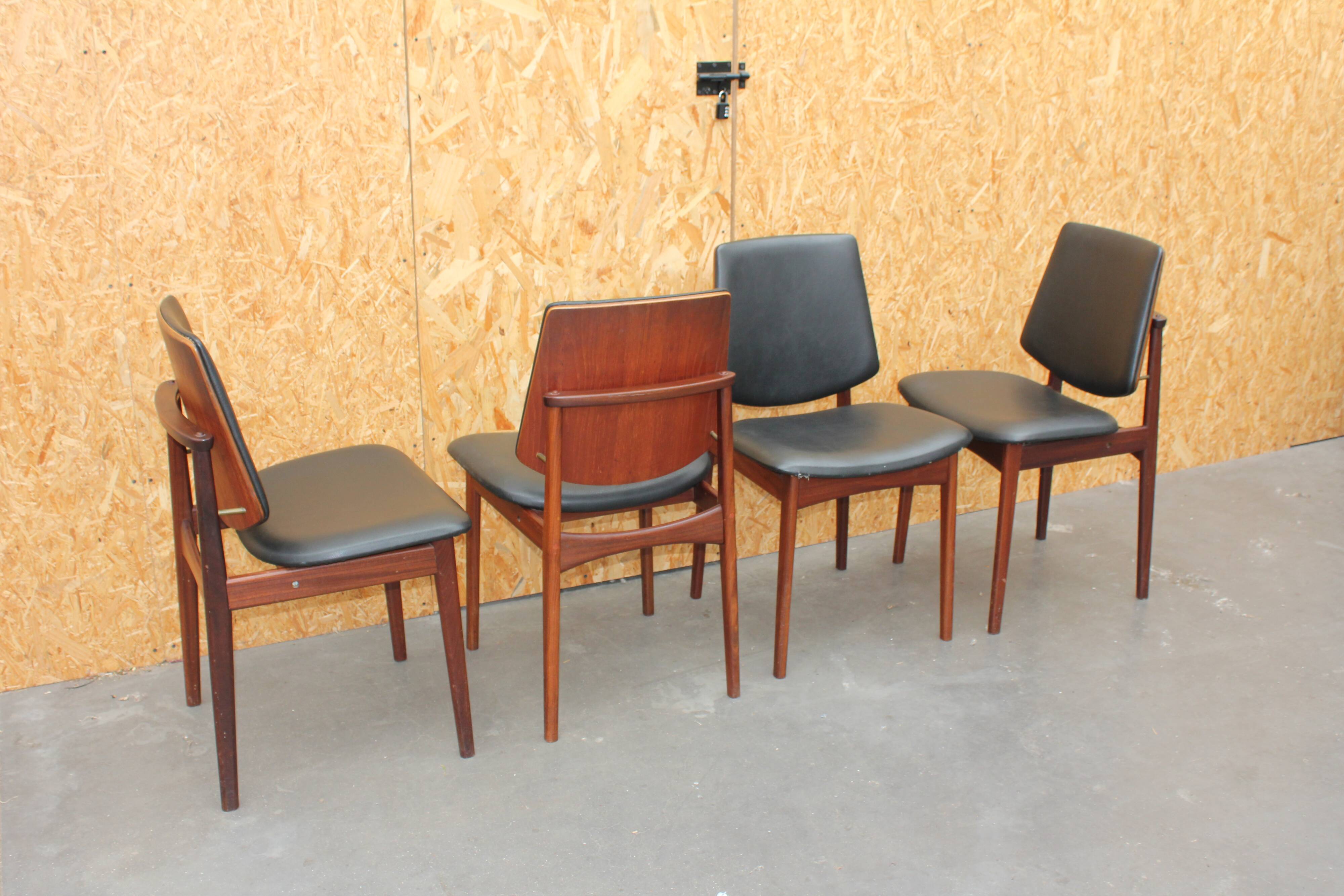 4 vintage Danish Arne Hovmand Olsen chairs