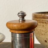 Peugeot pepper tree for Christofle in silver metal and vintage wood