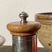 Peugeot pepper tree for Christofle in silver metal and vintage wood