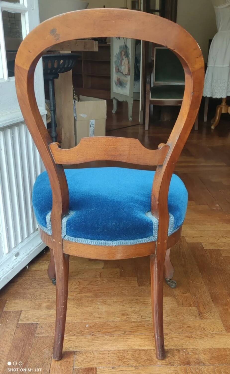 Old Louis Philippe chair/royal blue velvet