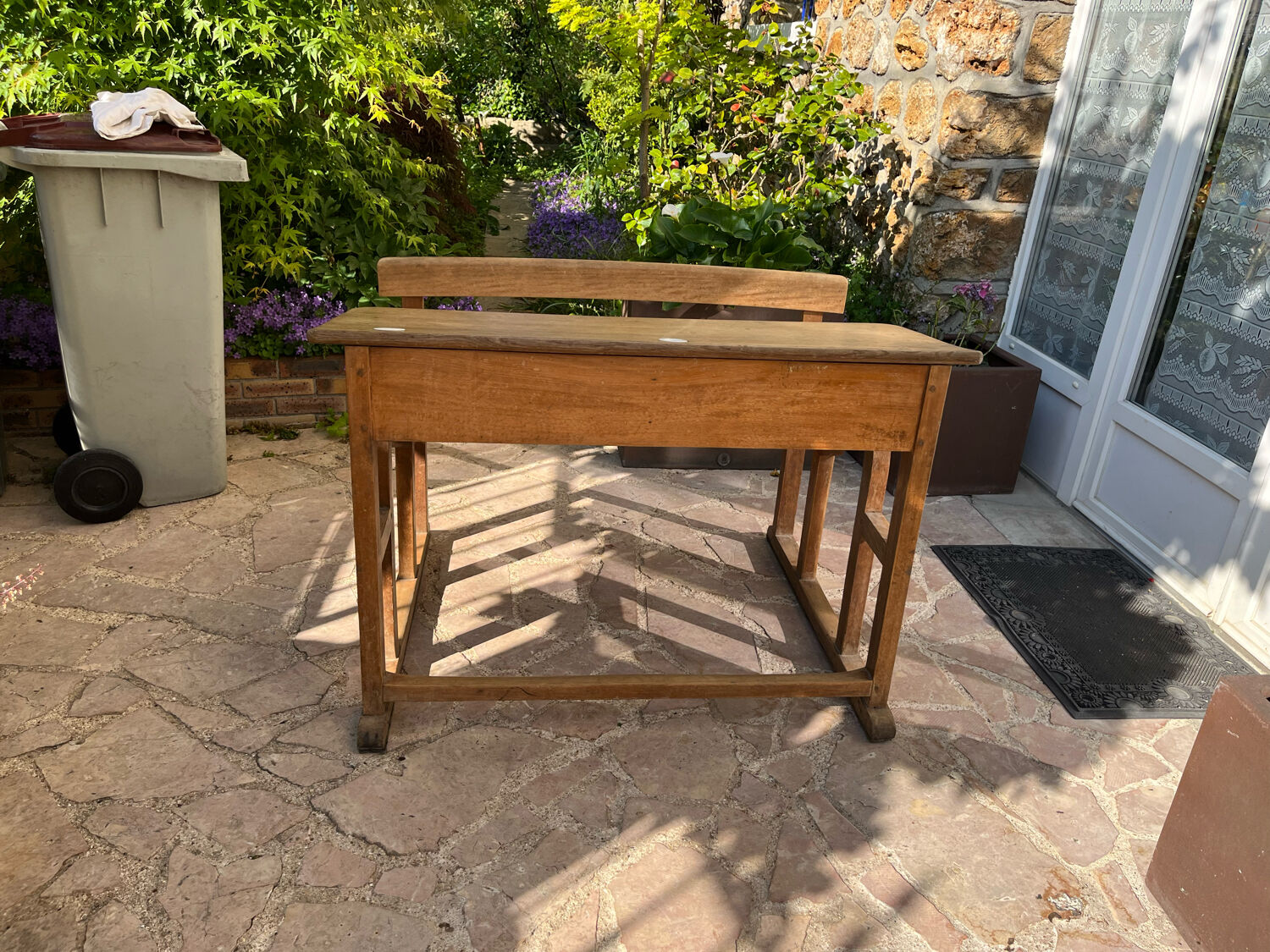 Old wooden schoolboy desk
