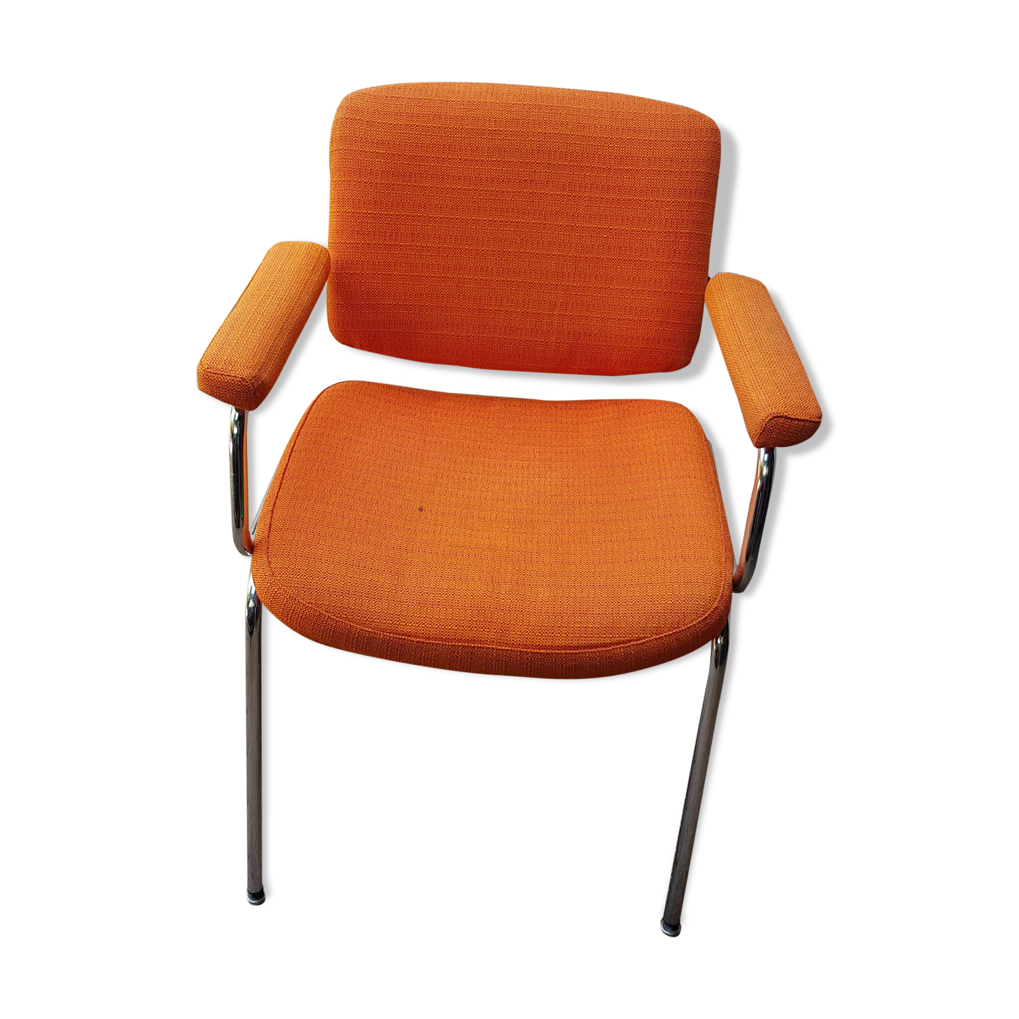 Orange fabrics and chrome armchair 70