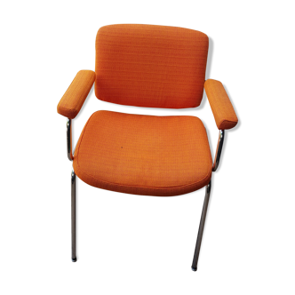 Fauteuil orange tissus et chrome 70