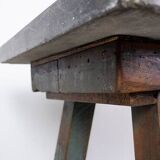 Industrial Console/table bluestone top and green weathered wood