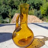 Amber blown glass pitcher