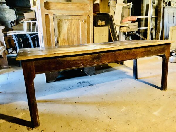 Grande table de campagne en bois cérisier années fin 1800