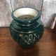 Old vallauris vase green ceramic & vintage gold decor #a798