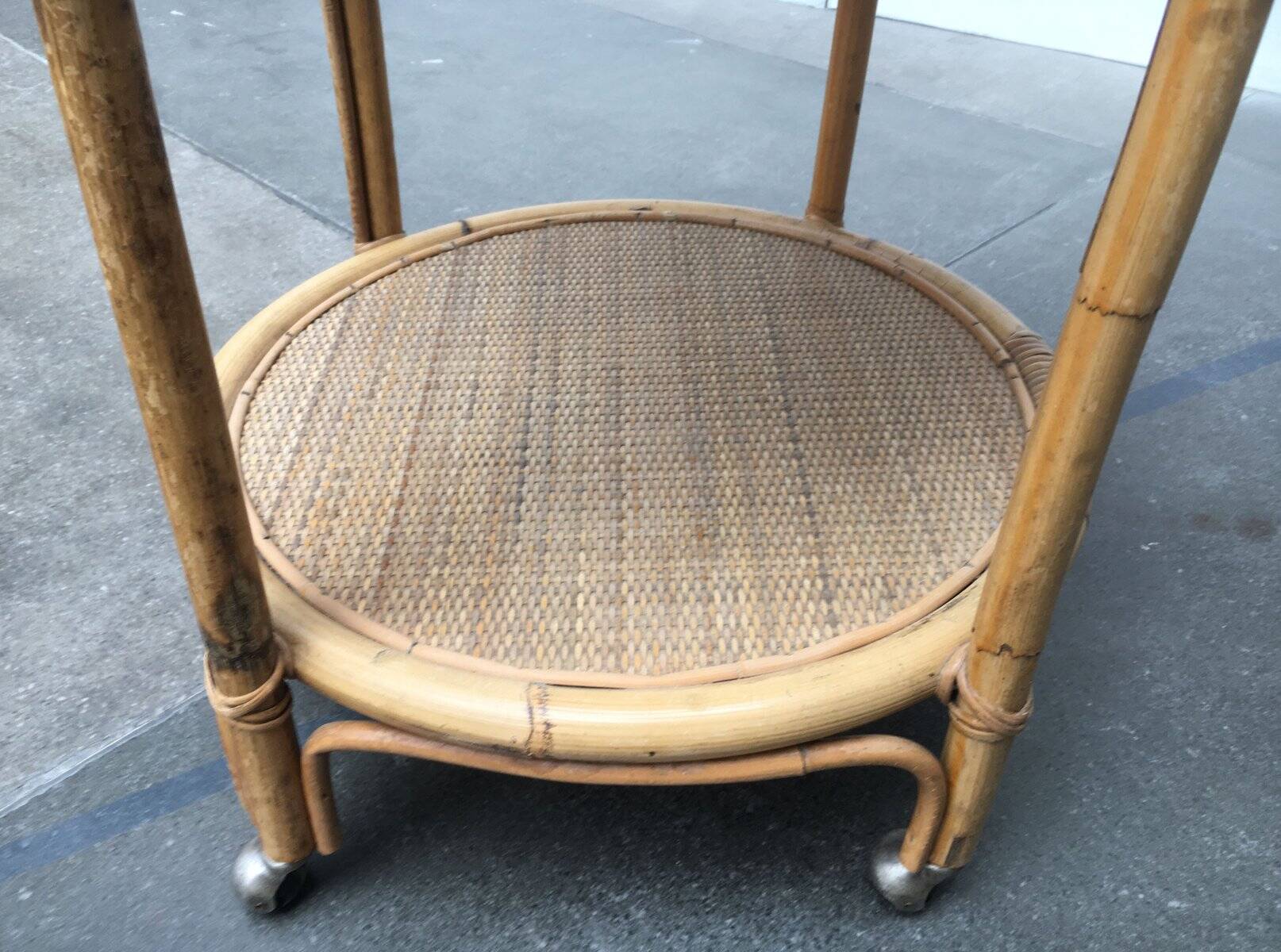 Vintage service dessert in Italian rattan and bamboo by Dal Vera.