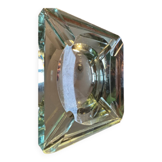 Art-deco mirror ashtray by jean-luce - stylclair - st-gobain green glass