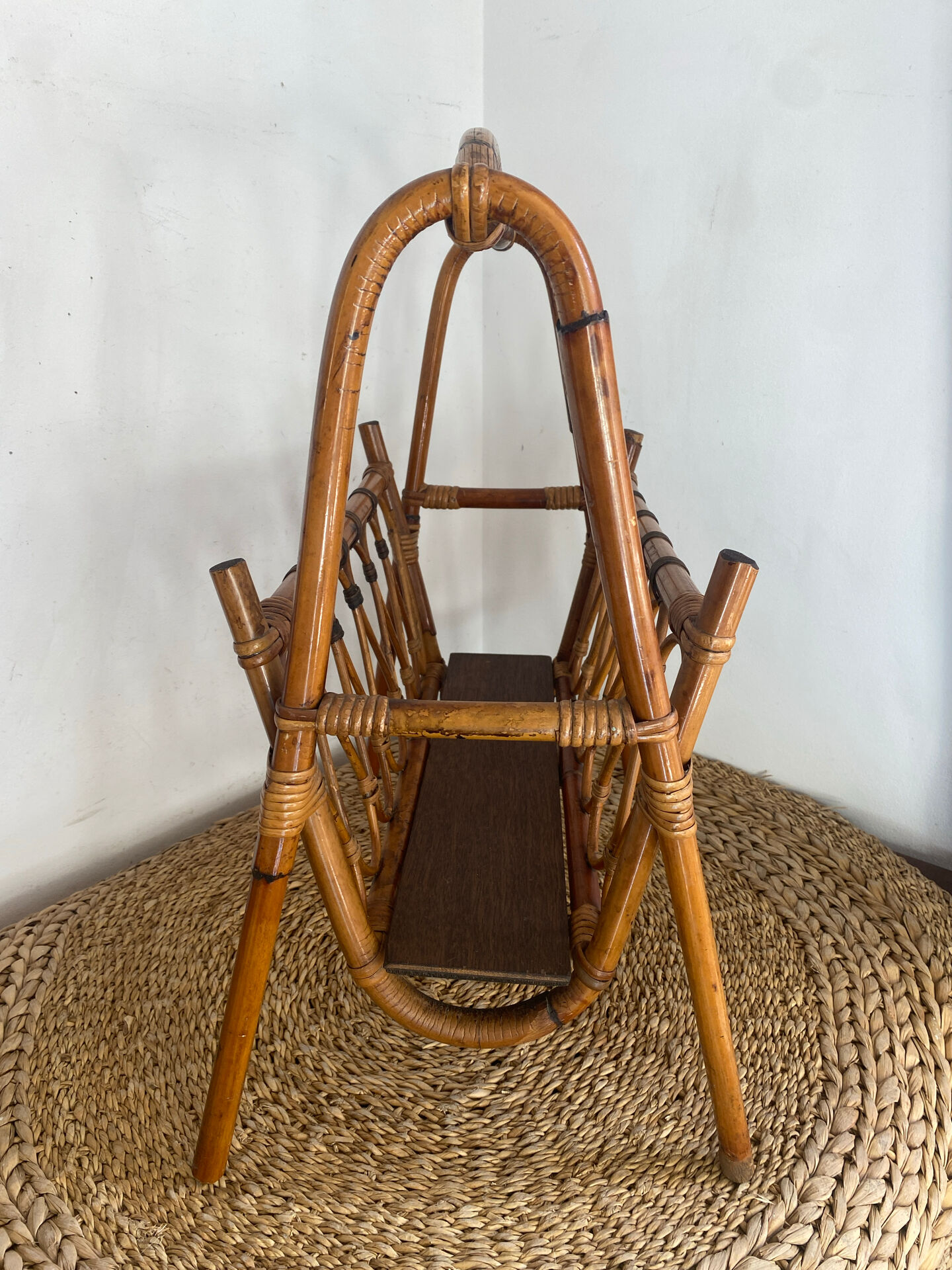 Bamboo and rattan magazine rack, 1960s